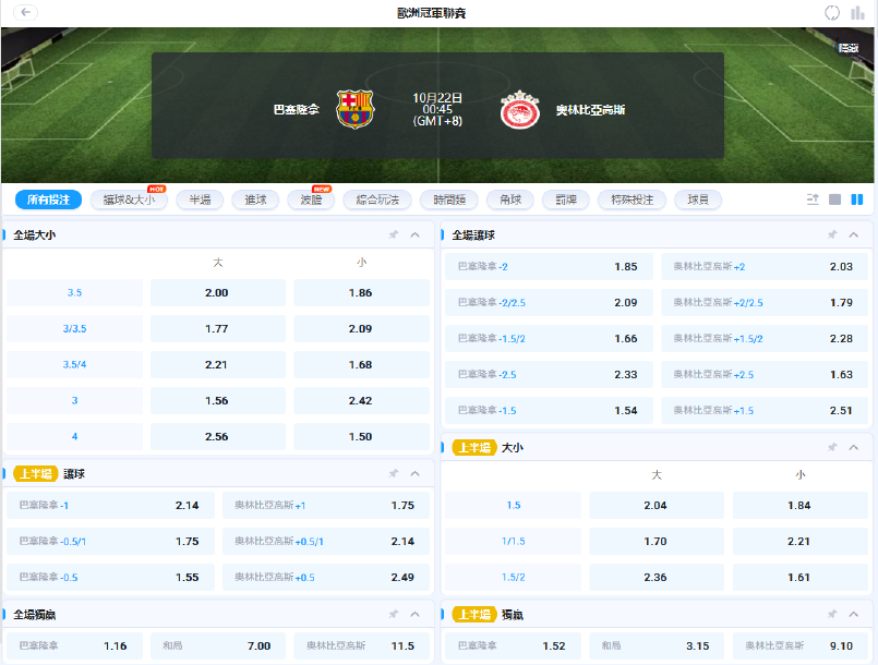 歐冠賠率-01